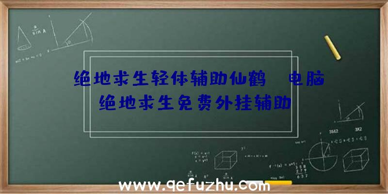 「绝地求生轻体辅助仙鹤」|电脑绝地求生免费外挂辅助